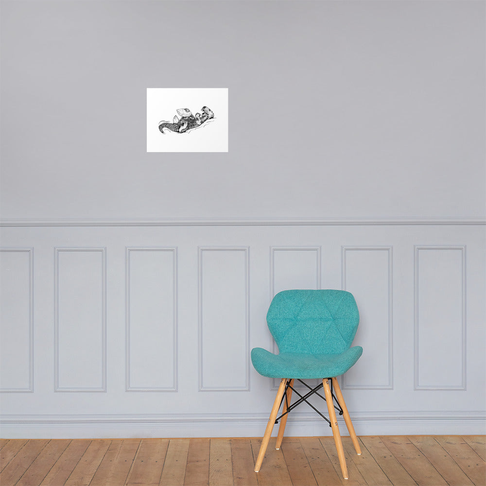 Sea Otter with Oyster - Poster