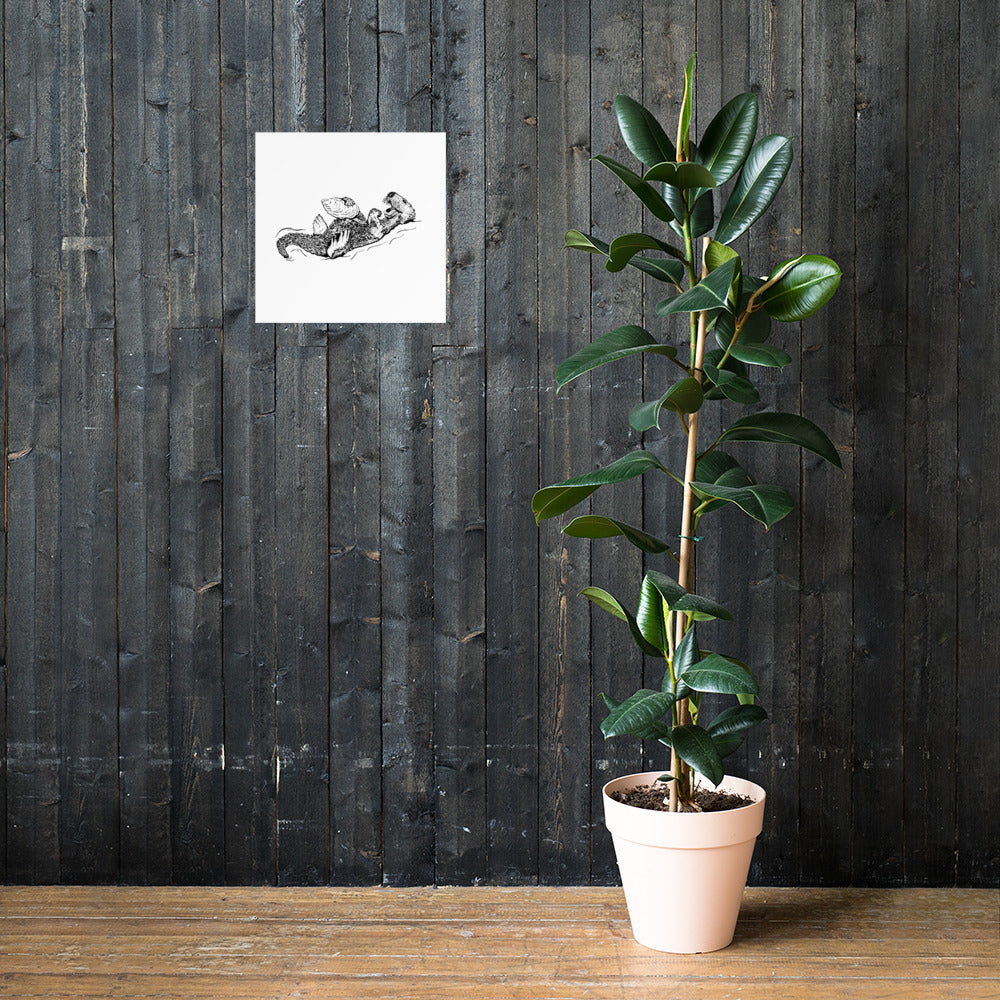 Sea Otter with Oyster - Poster