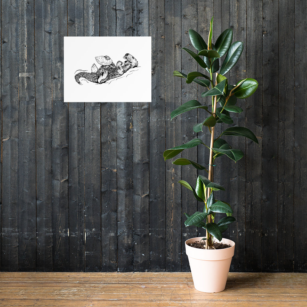 Sea Otter with Oyster - Poster