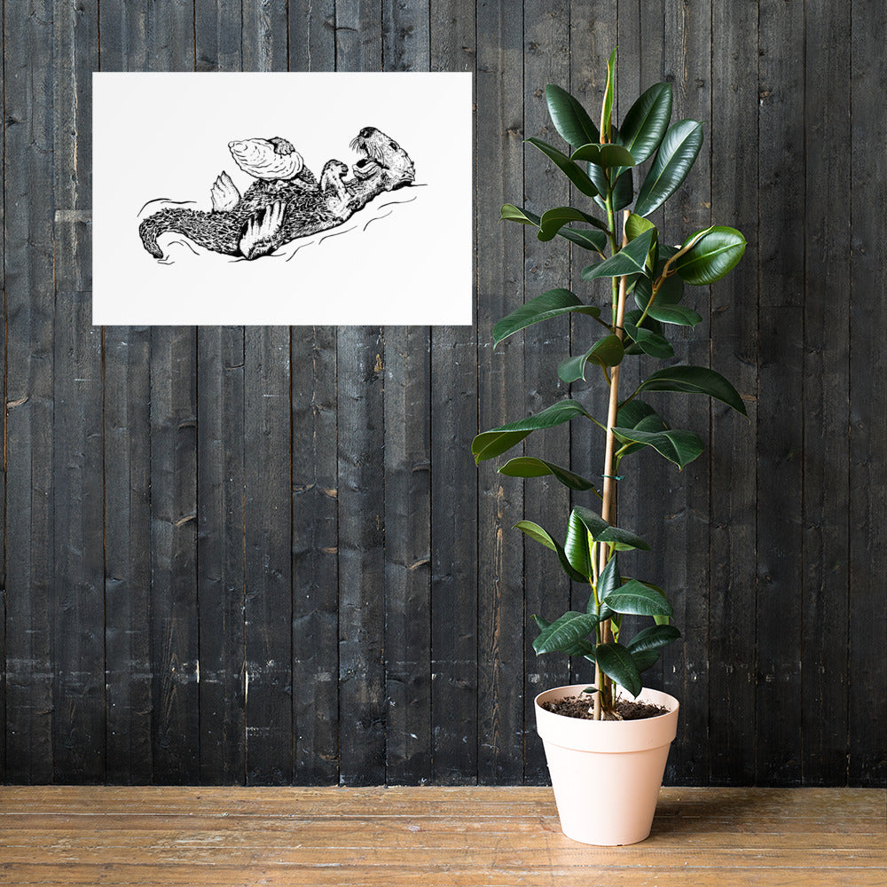 Sea Otter with Oyster - Poster