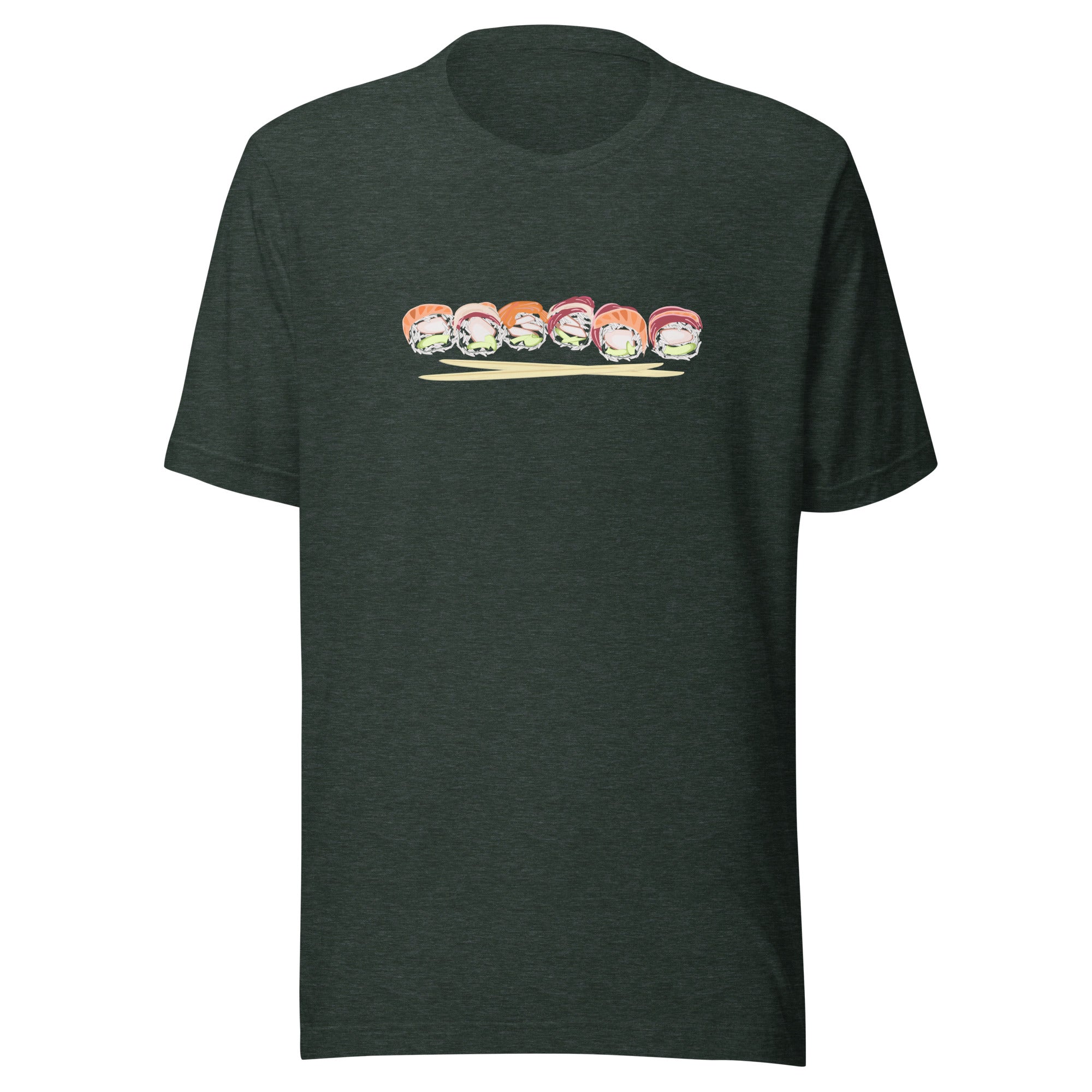 Sushi roll tuna salmon chopsticks - Unisex Staple T-Shirt | Bella + Canvas 3001