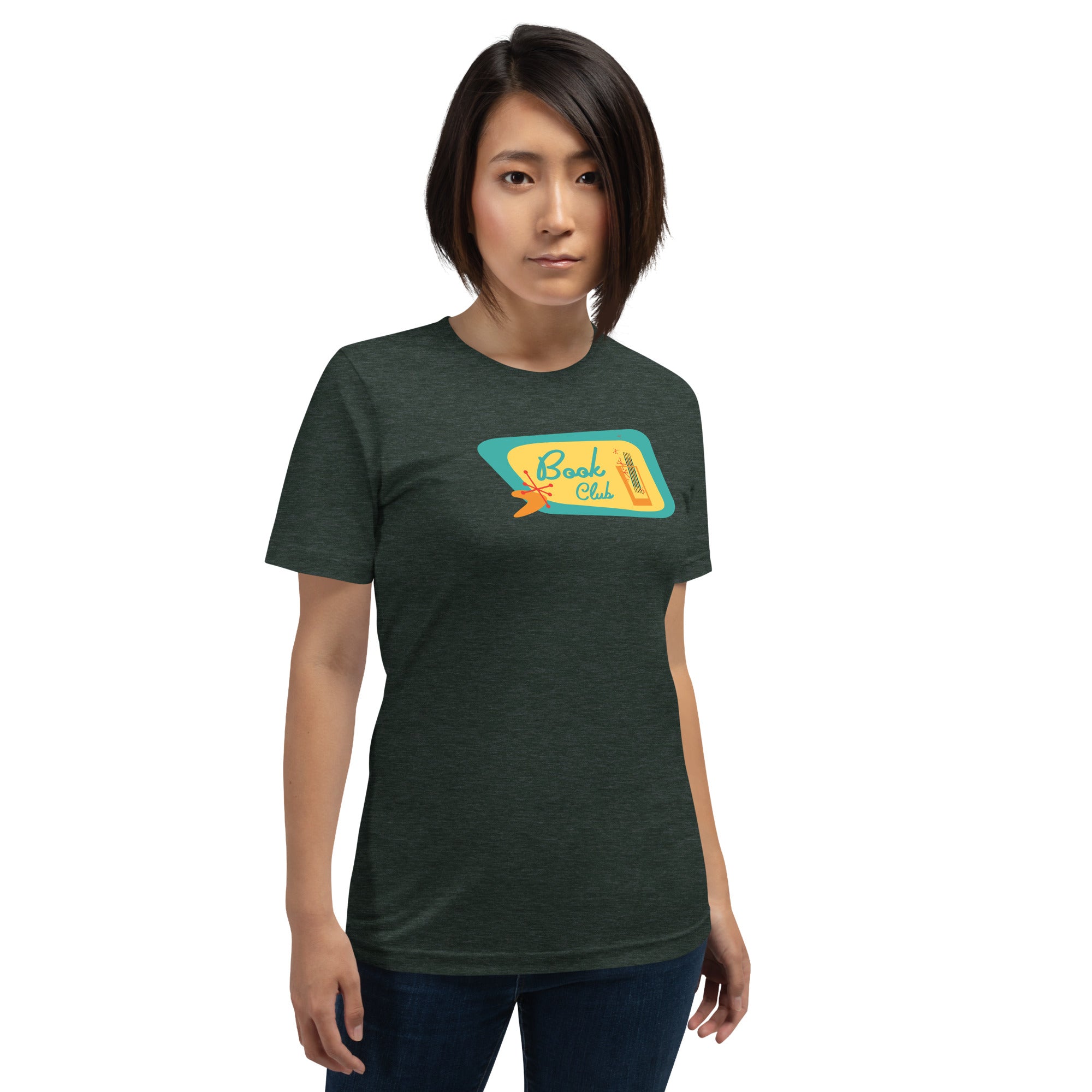 Book Club Mid-Century Modern with drink - Unisex Staple T-Shirt | Bella + Canvas 3001