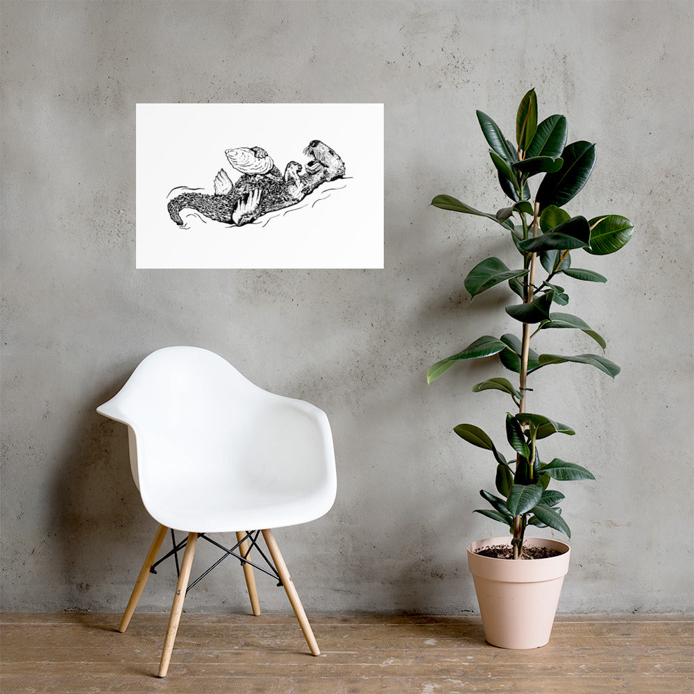 Sea Otter with Oyster - Poster