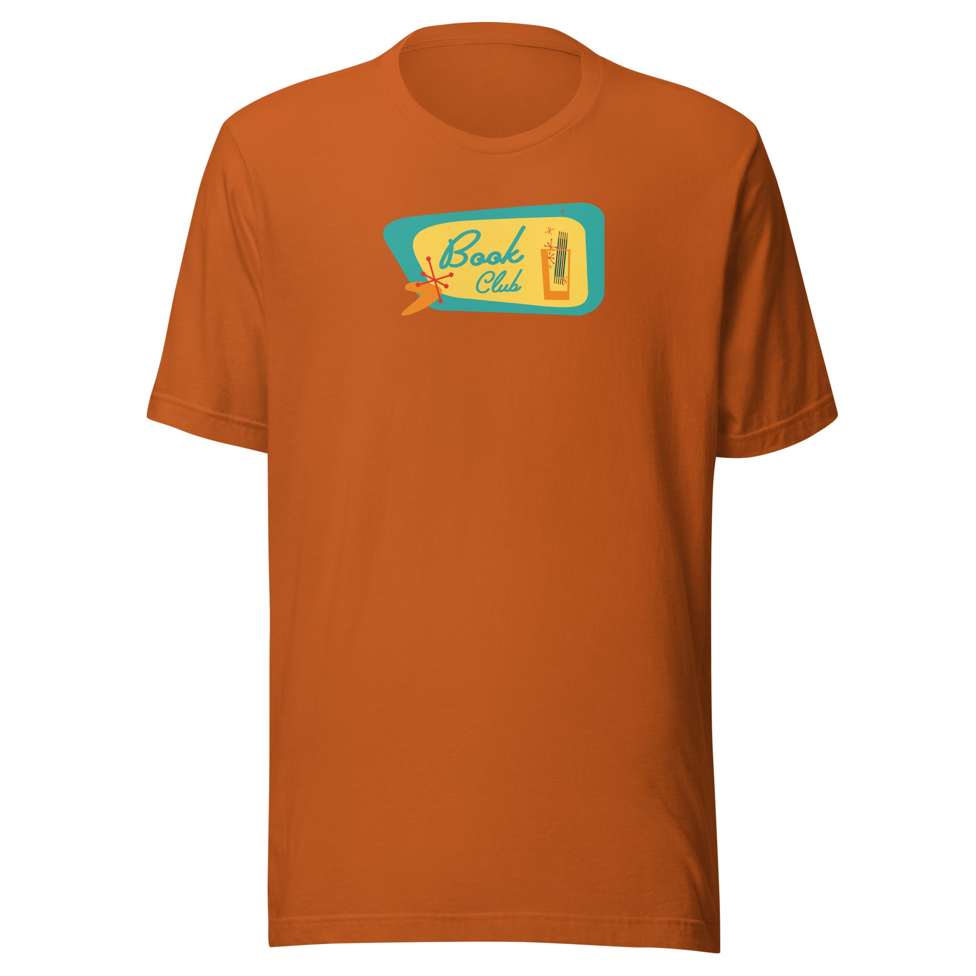 Book Club Mid-Century Modern with drink - Unisex Staple T-Shirt | Bella + Canvas 3001