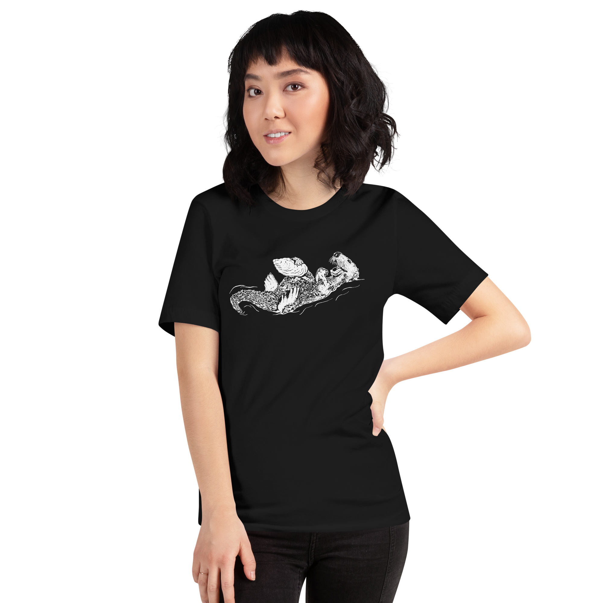 Sea Otter with Oyster - Unisex Staple T-Shirt - Bella + Canvas 3001