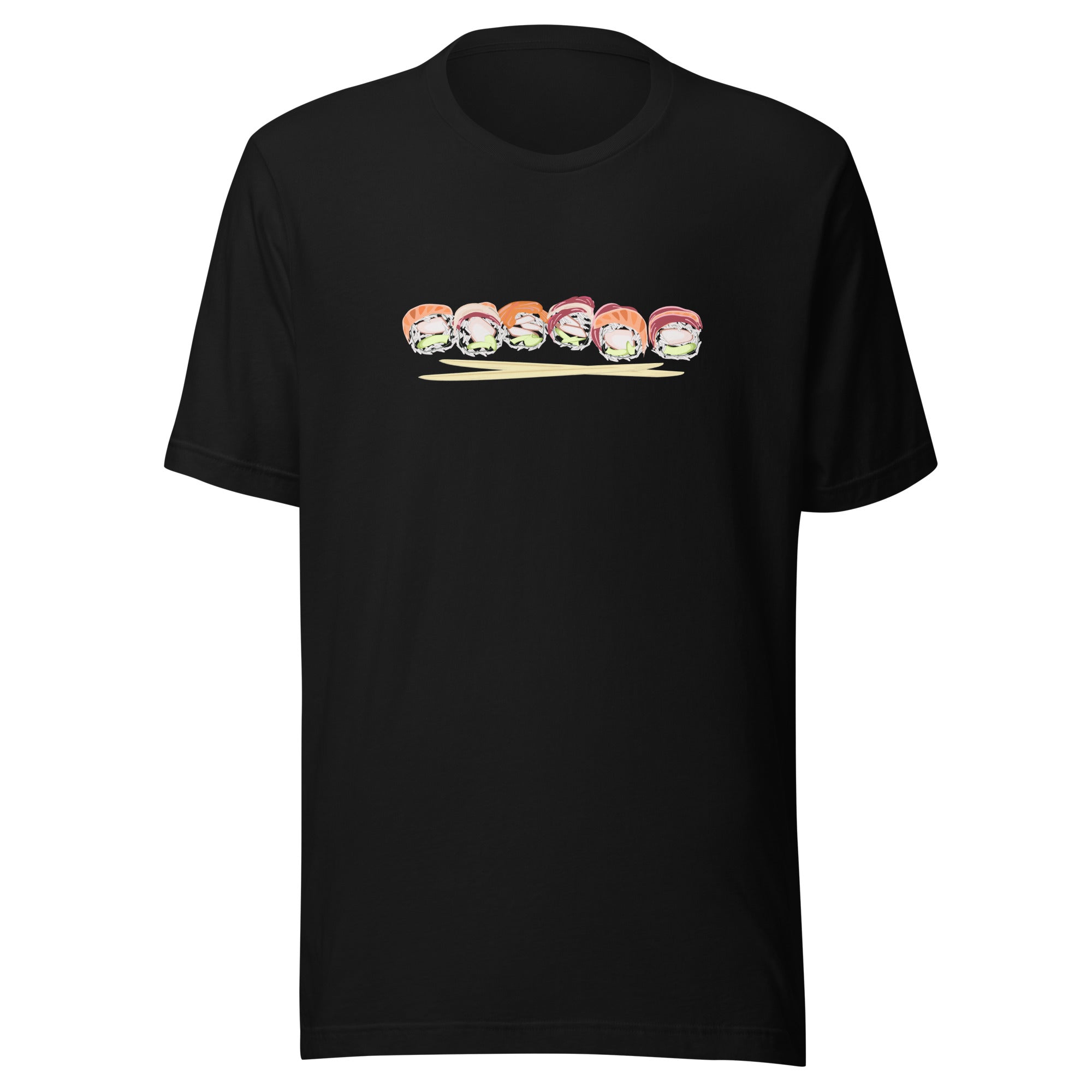 Sushi roll tuna salmon chopsticks - Unisex Staple T-Shirt | Bella + Canvas 3001