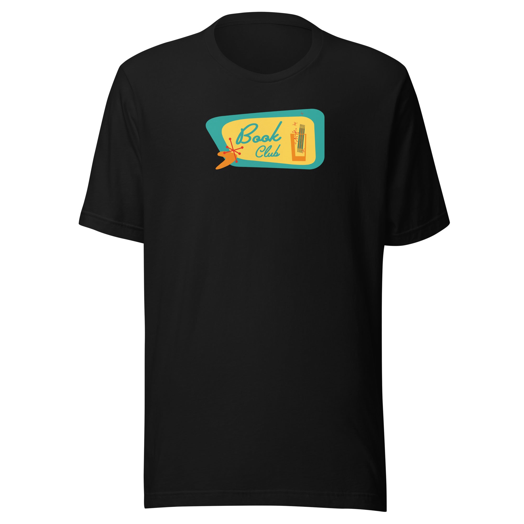 Book Club Mid-Century Modern with drink - Unisex Staple T-Shirt | Bella + Canvas 3001