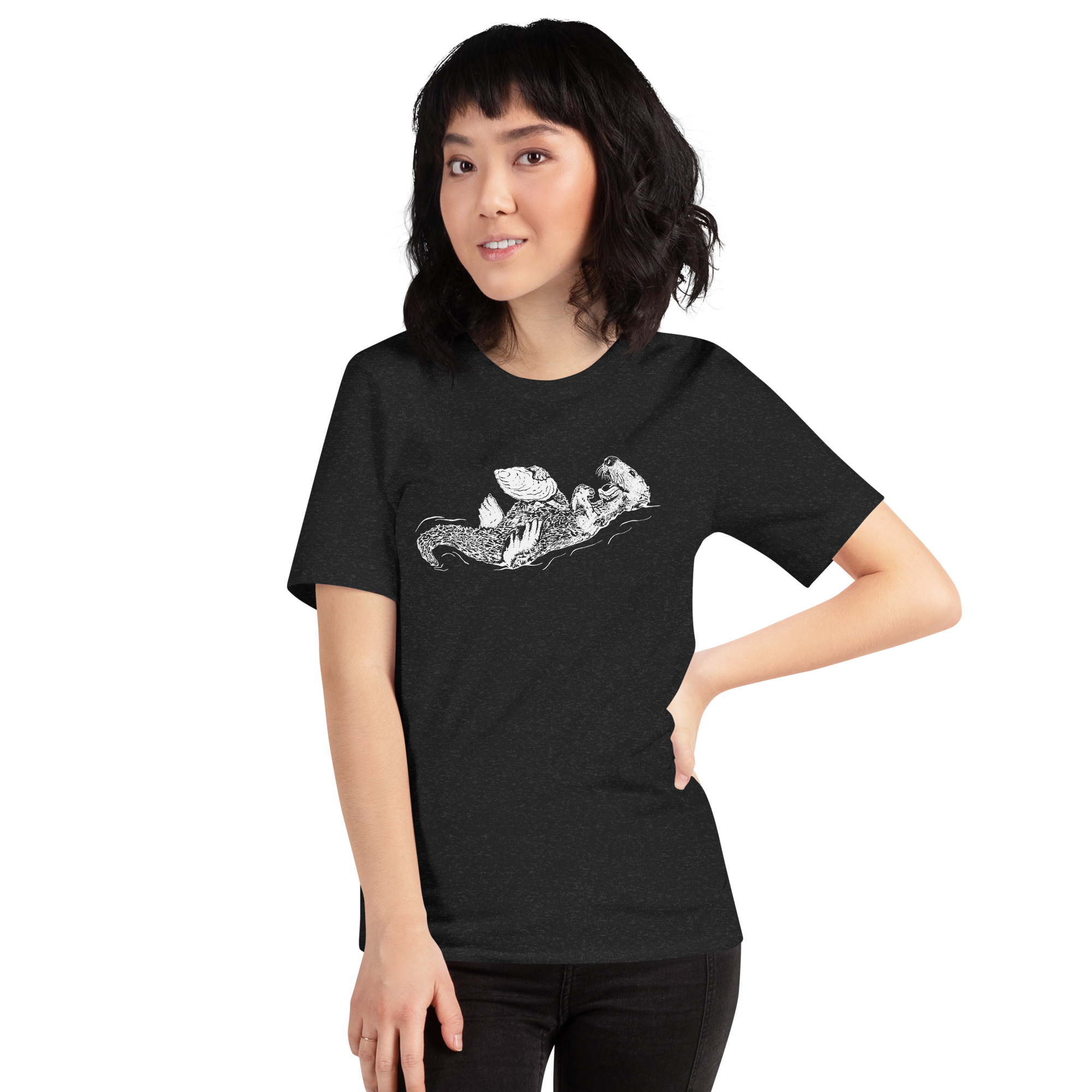 Sea Otter with Oyster - Unisex Staple T-Shirt - Bella + Canvas 3001