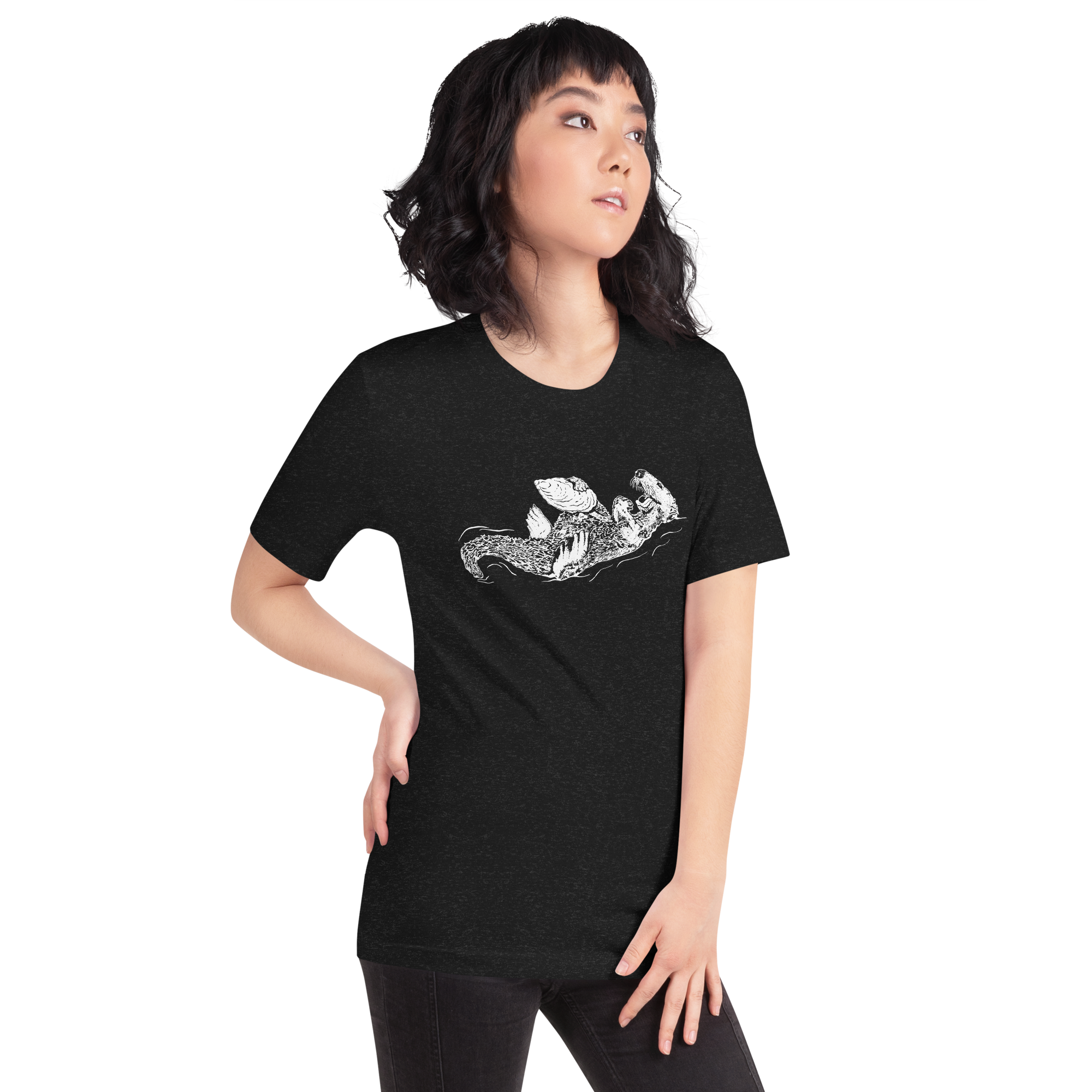 Sea Otter with Oyster - Unisex Staple T-Shirt - Bella + Canvas 3001