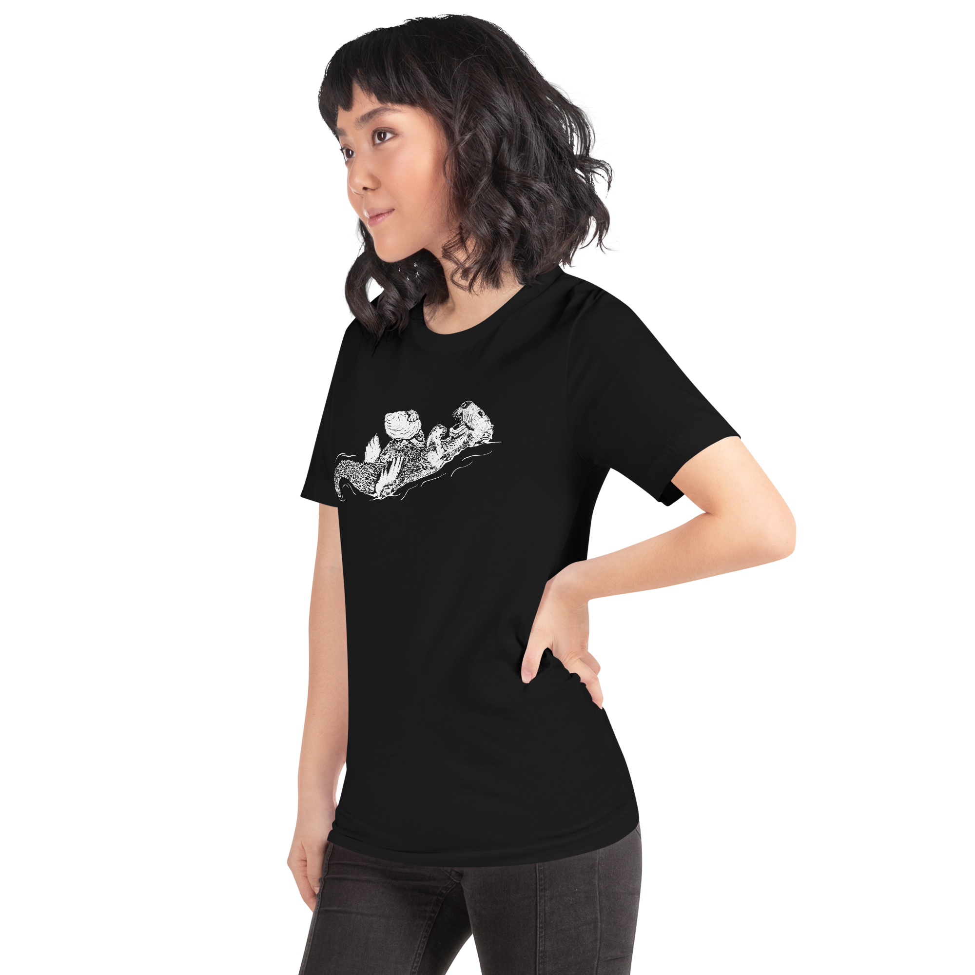Sea Otter with Oyster - Unisex Staple T-Shirt - Bella + Canvas 3001