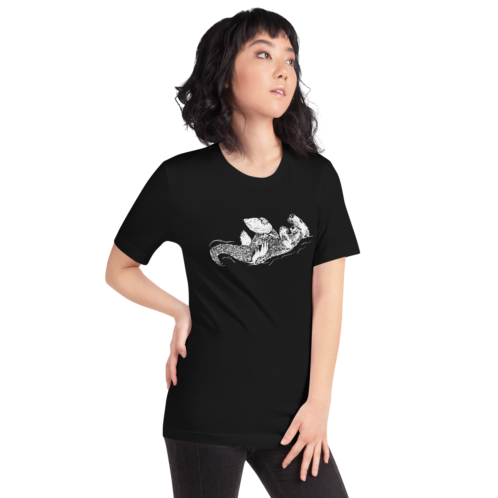 Sea Otter with Oyster - Unisex Staple T-Shirt - Bella + Canvas 3001