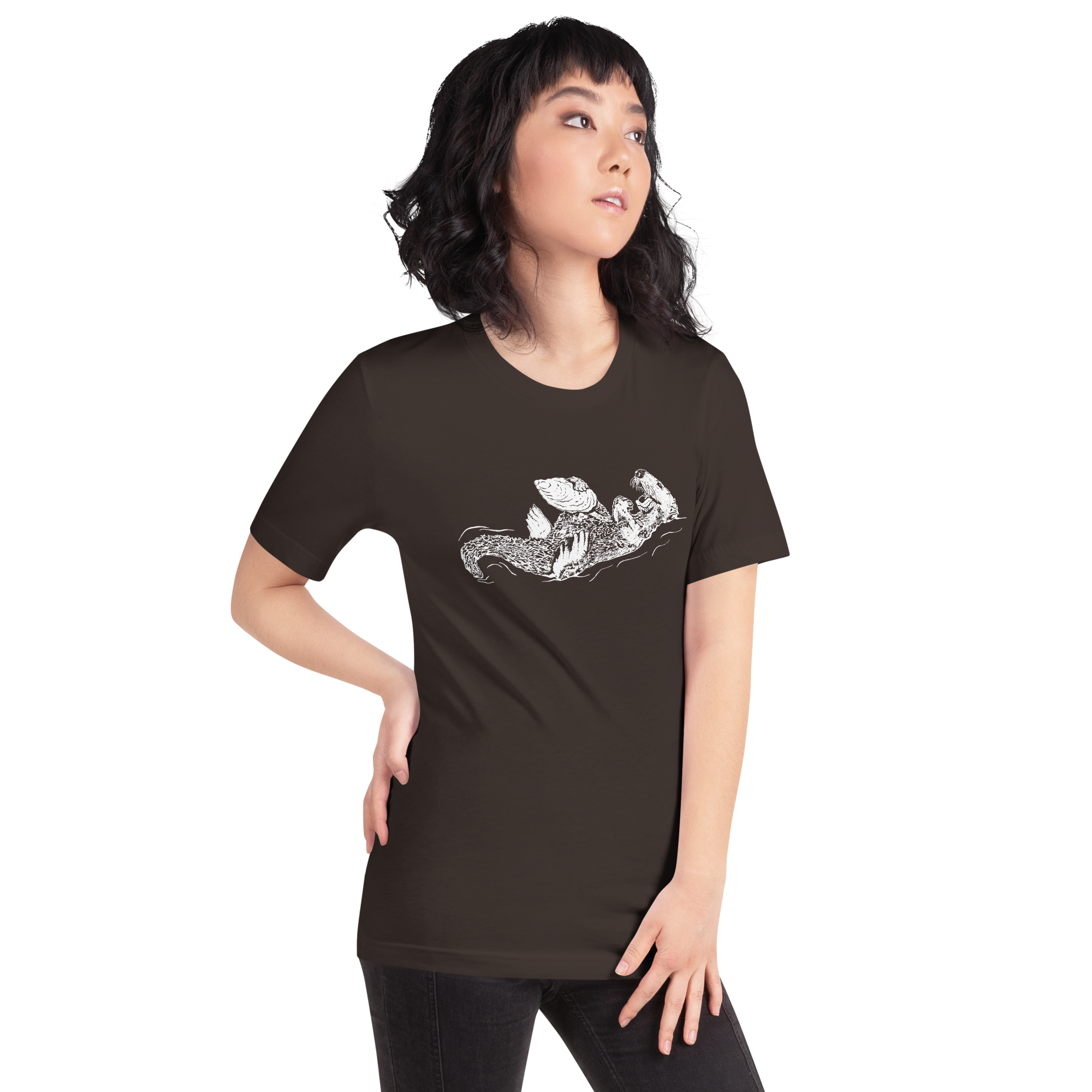Sea Otter with Oyster - Unisex Staple T-Shirt - Bella + Canvas 3001