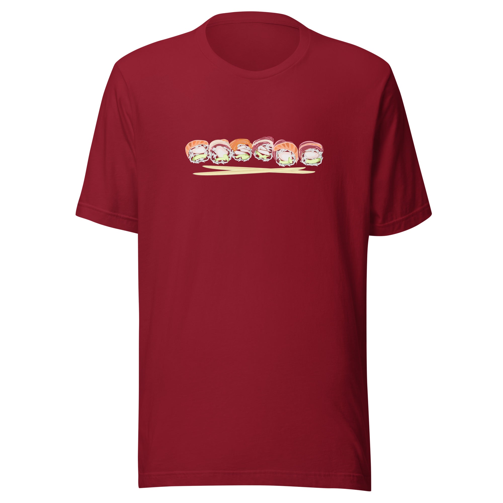 Sushi roll tuna salmon chopsticks - Unisex Staple T-Shirt | Bella + Canvas 3001