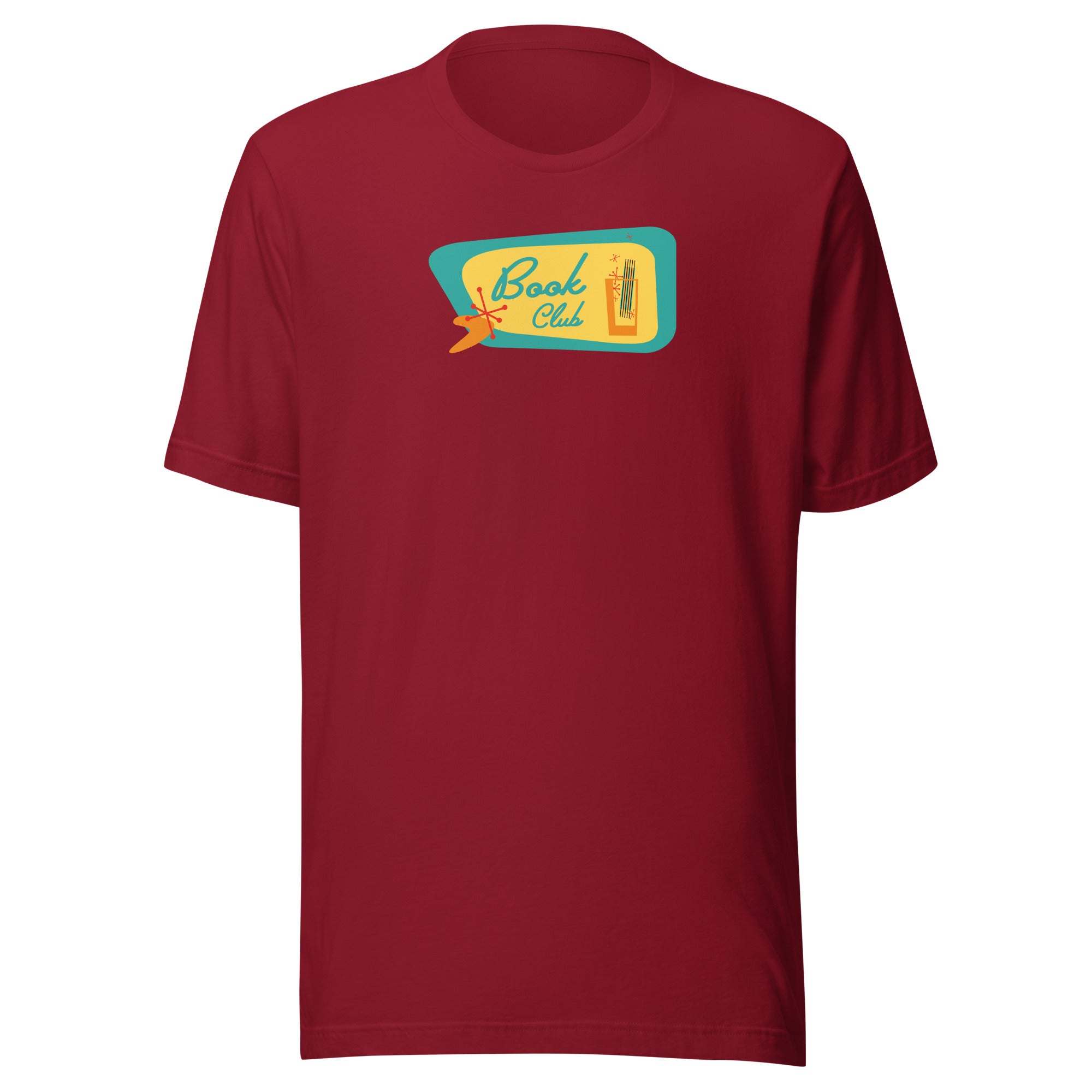 Book Club Mid-Century Modern with drink - Unisex Staple T-Shirt | Bella + Canvas 3001
