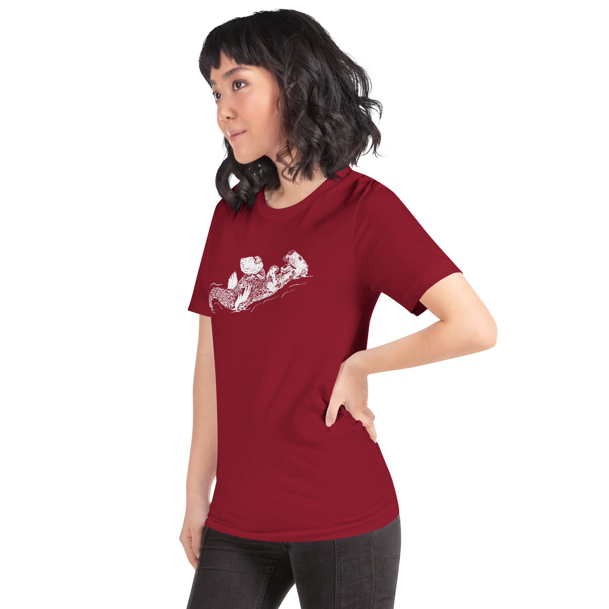 Sea Otter with Oyster - Unisex Staple T-Shirt - Bella + Canvas 3001