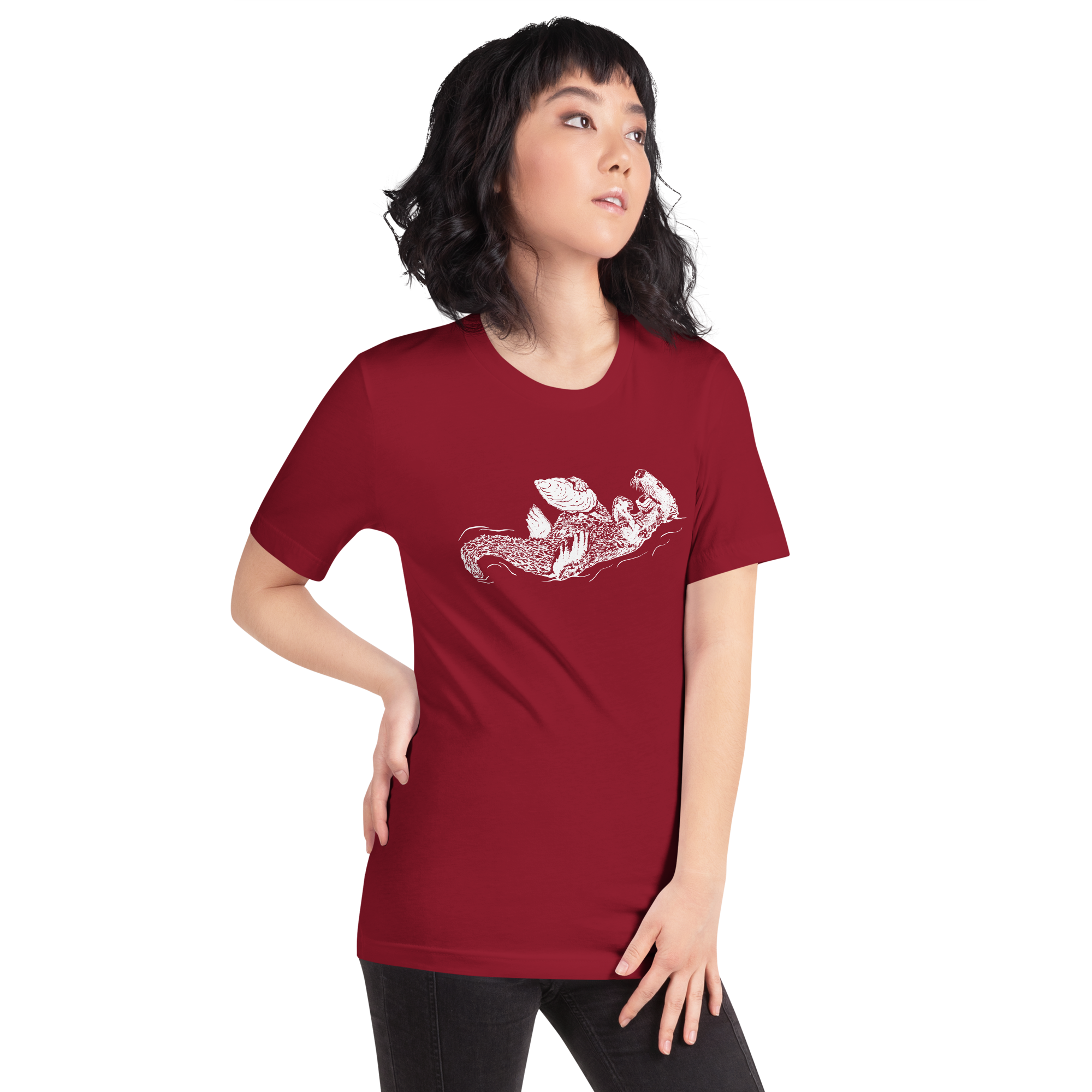 Sea Otter with Oyster - Unisex Staple T-Shirt - Bella + Canvas 3001