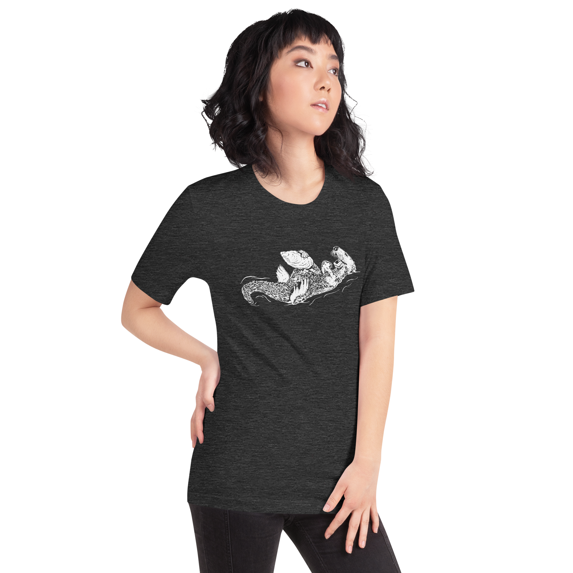 Sea Otter with Oyster - Unisex Staple T-Shirt - Bella + Canvas 3001