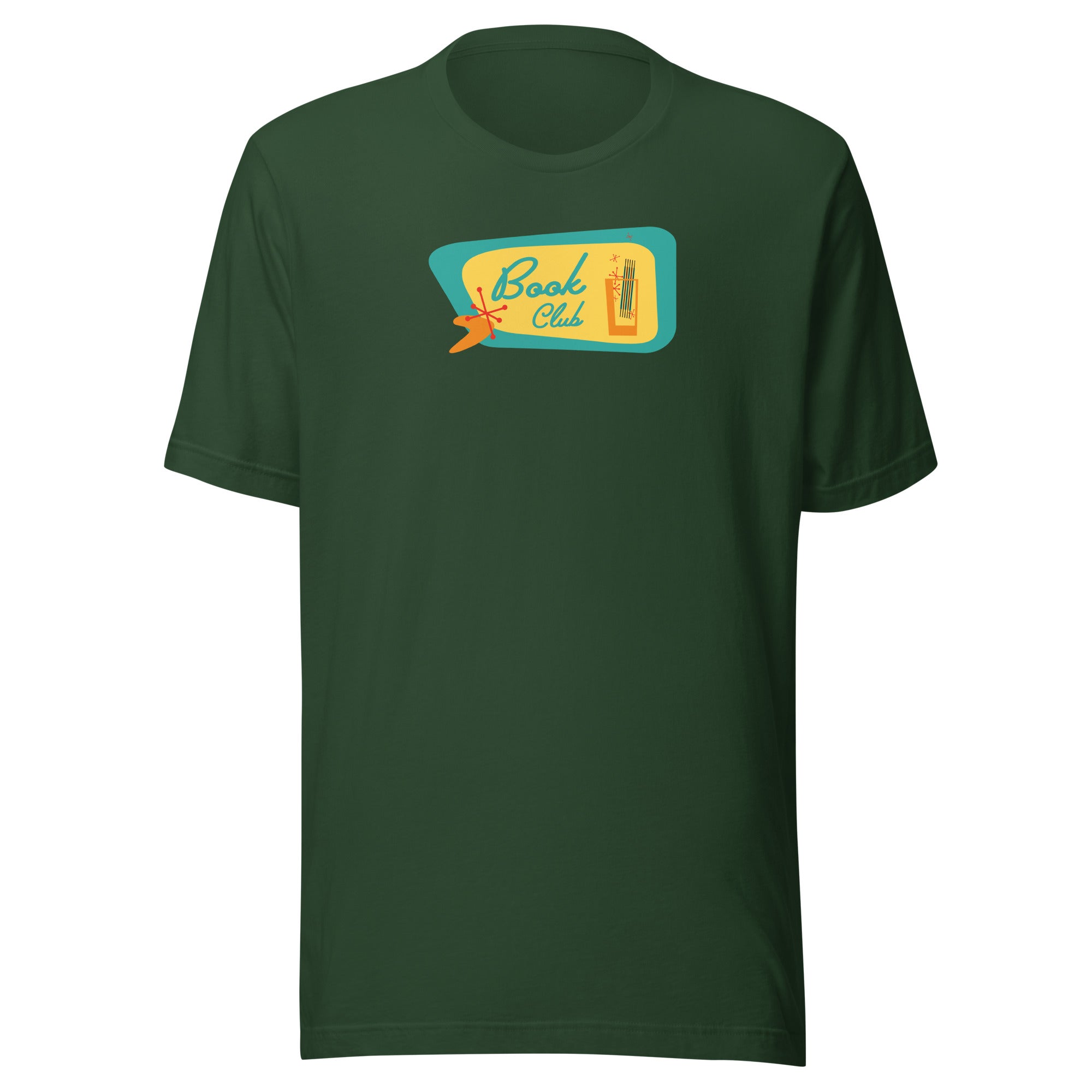 Book Club Mid-Century Modern with drink - Unisex Staple T-Shirt | Bella + Canvas 3001