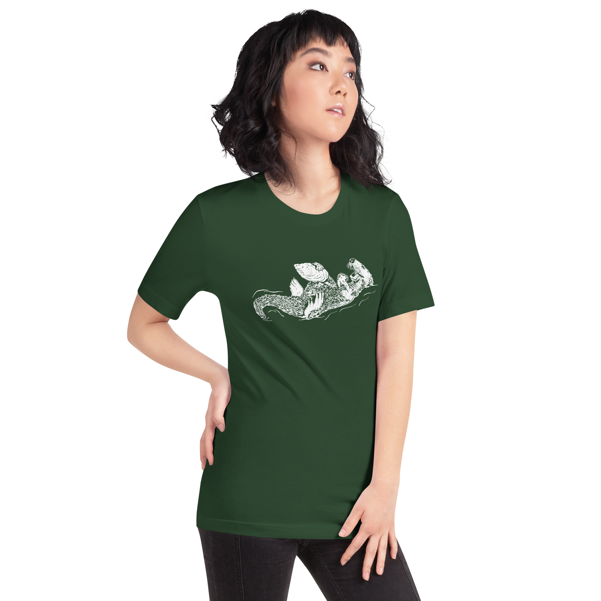 Sea Otter with Oyster - Unisex Staple T-Shirt - Bella + Canvas 3001