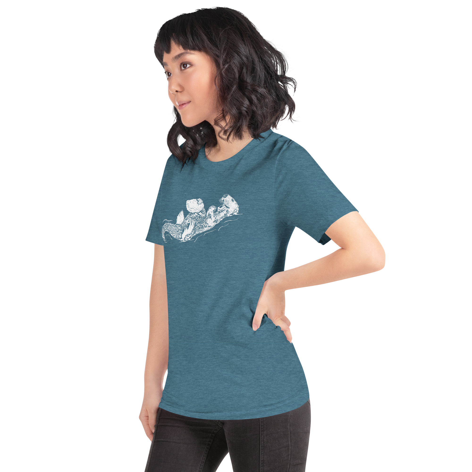 Sea Otter with Oyster - Unisex Staple T-Shirt - Bella + Canvas 3001
