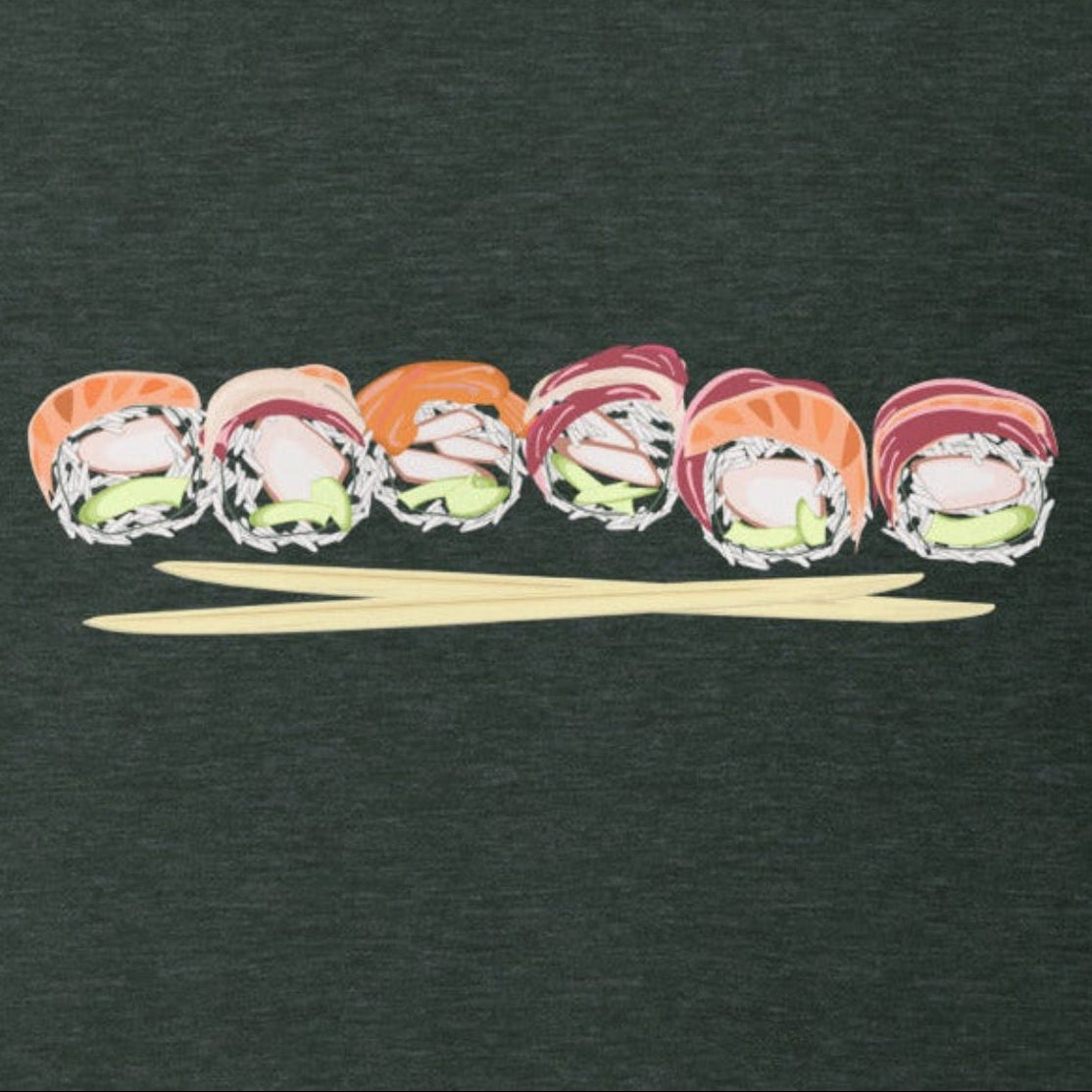 Sushi roll tuna salmon chopsticks - Unisex Staple T-Shirt | Bella + Canvas 3001