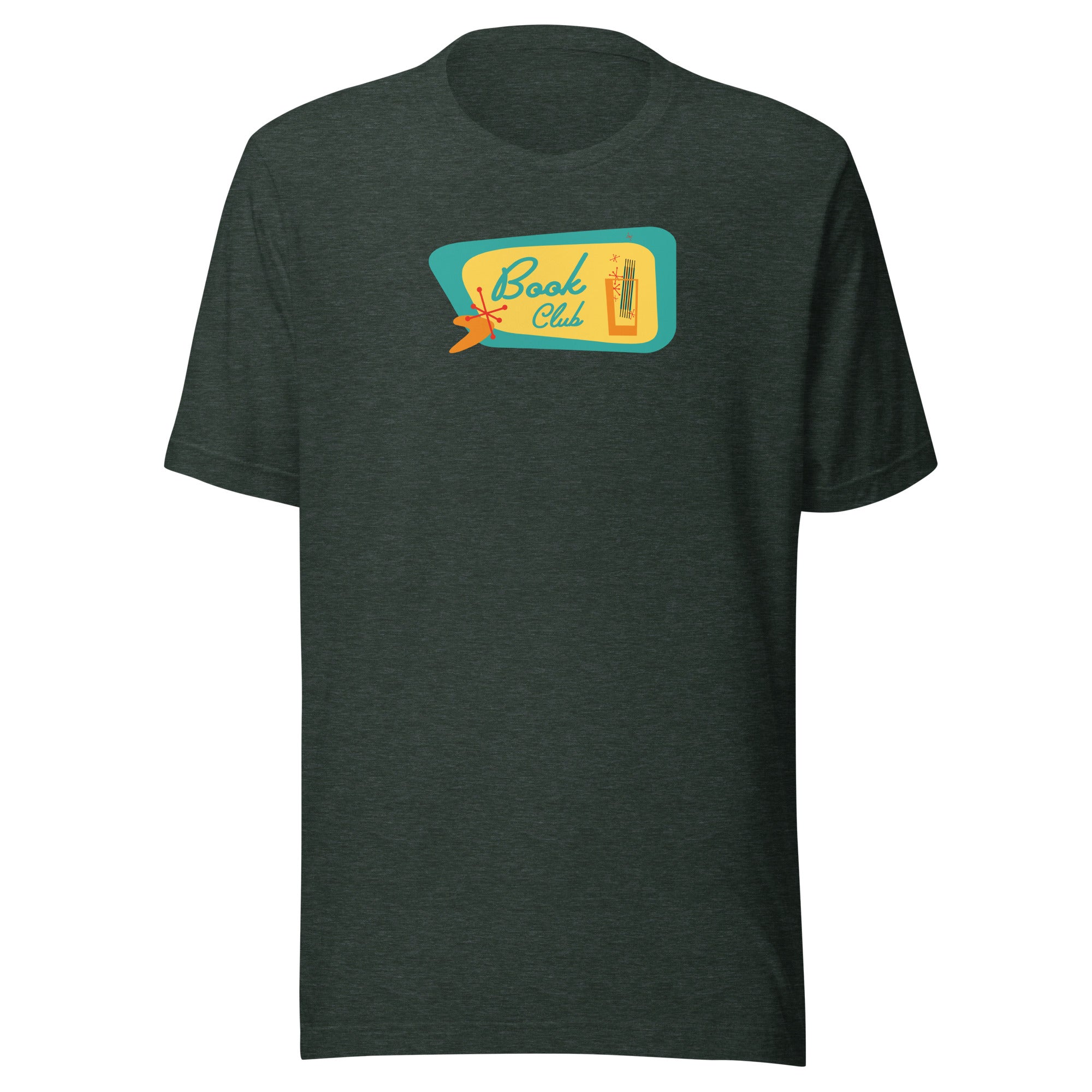 Book Club Mid-Century Modern with drink - Unisex Staple T-Shirt | Bella + Canvas 3001