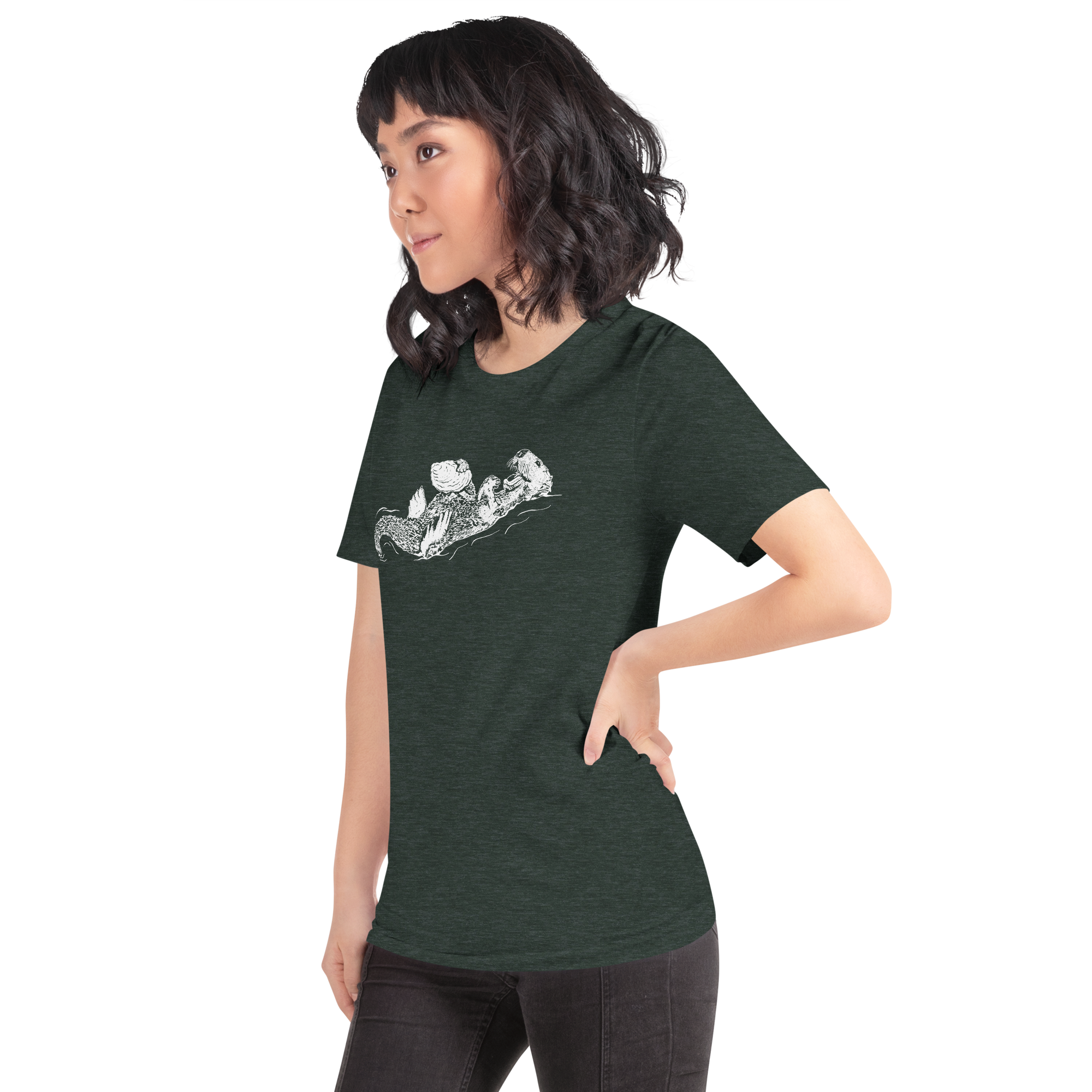 Sea Otter with Oyster - Unisex Staple T-Shirt - Bella + Canvas 3001