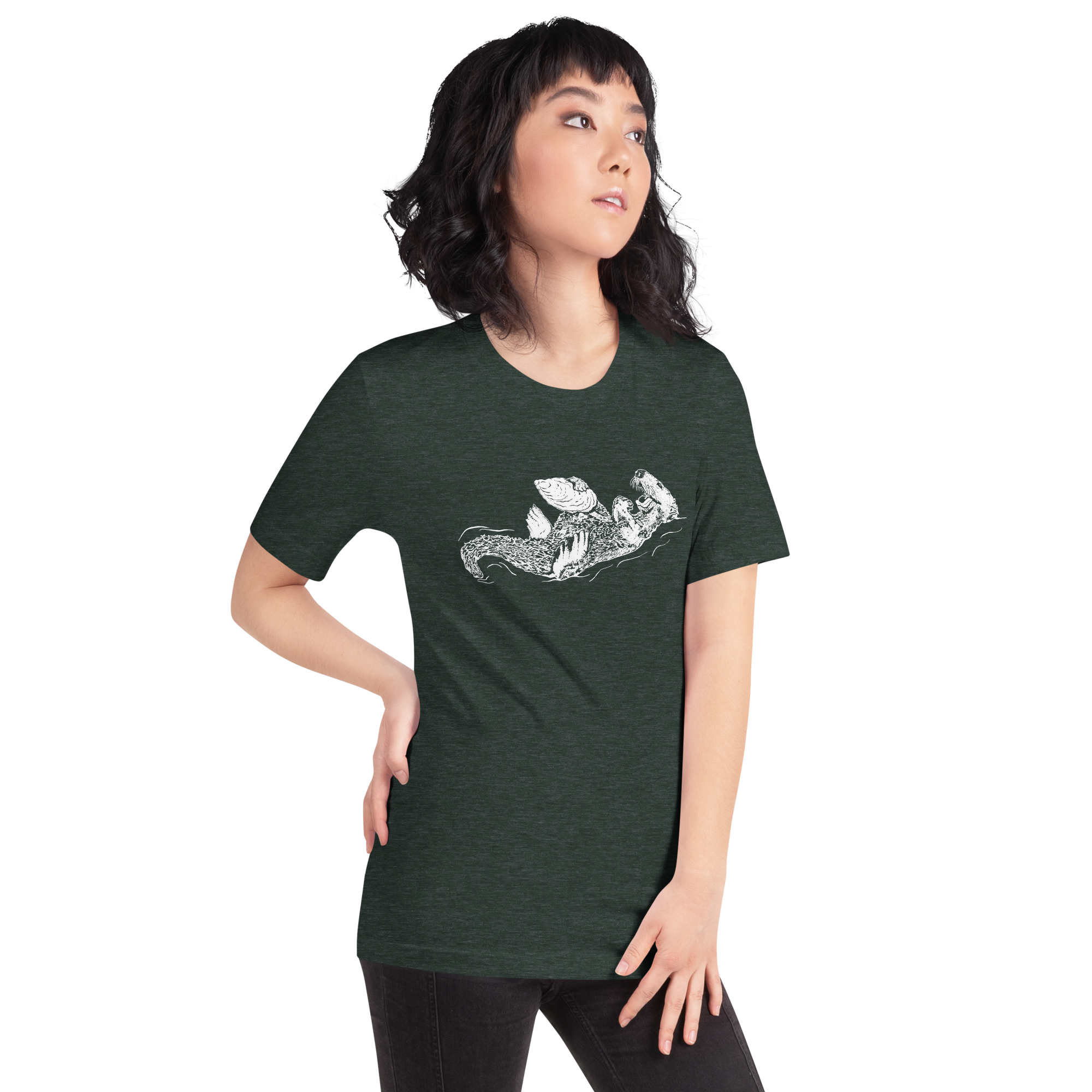 Sea Otter with Oyster - Unisex Staple T-Shirt - Bella + Canvas 3001