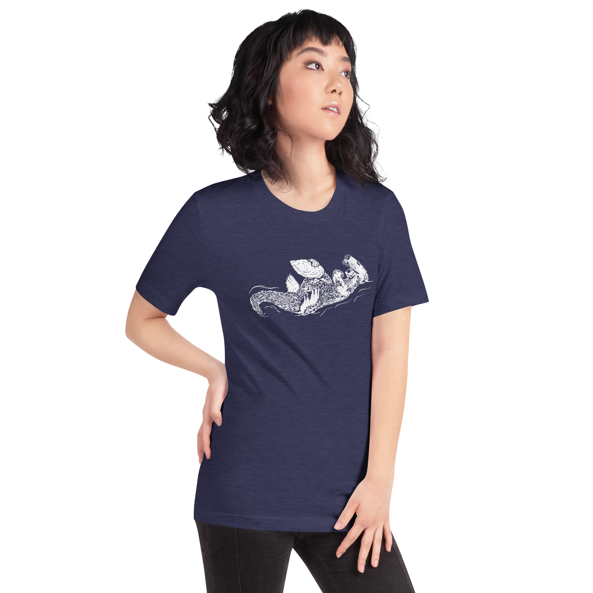 Sea Otter with Oyster - Unisex Staple T-Shirt - Bella + Canvas 3001