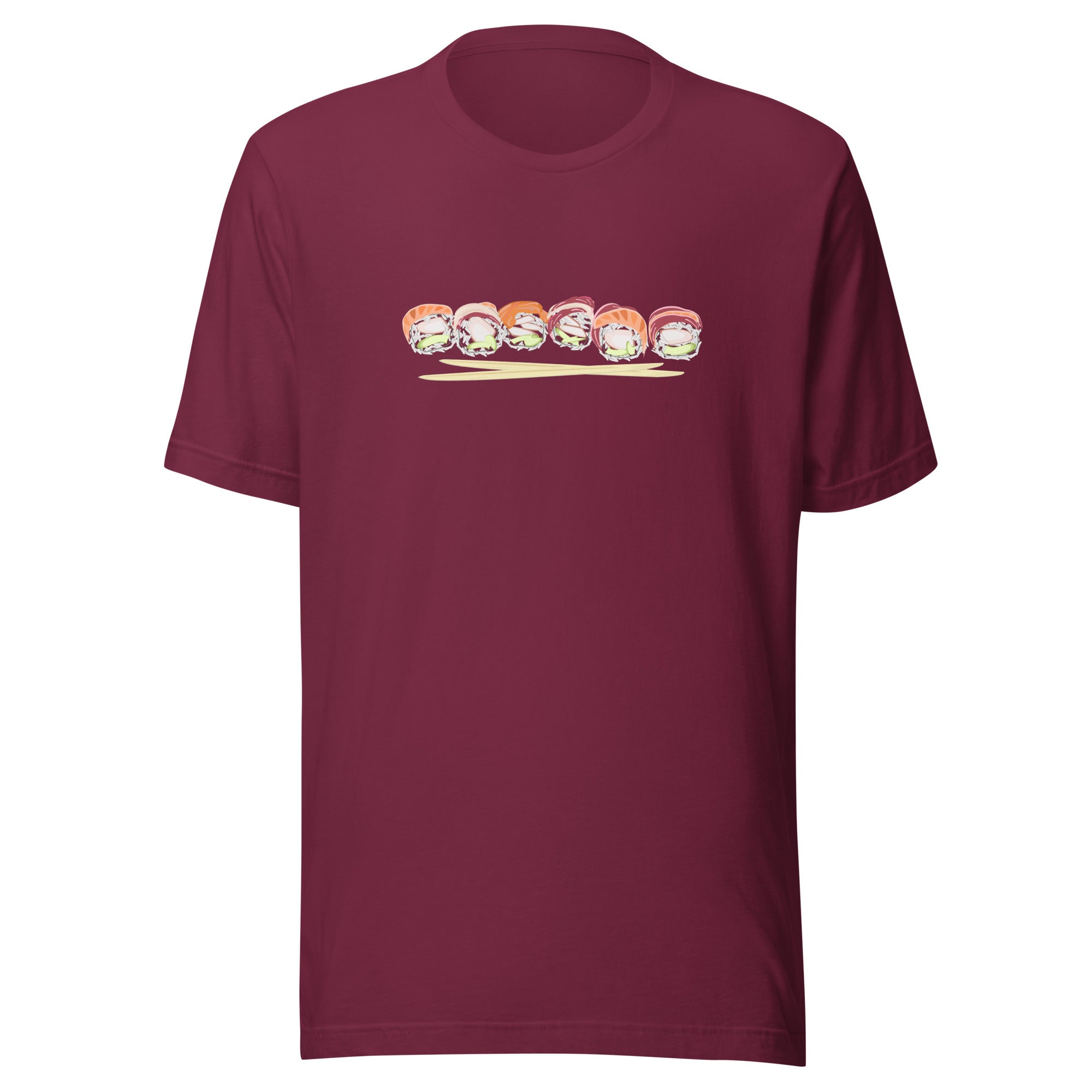 Sushi roll tuna salmon chopsticks - Unisex Staple T-Shirt | Bella + Canvas 3001