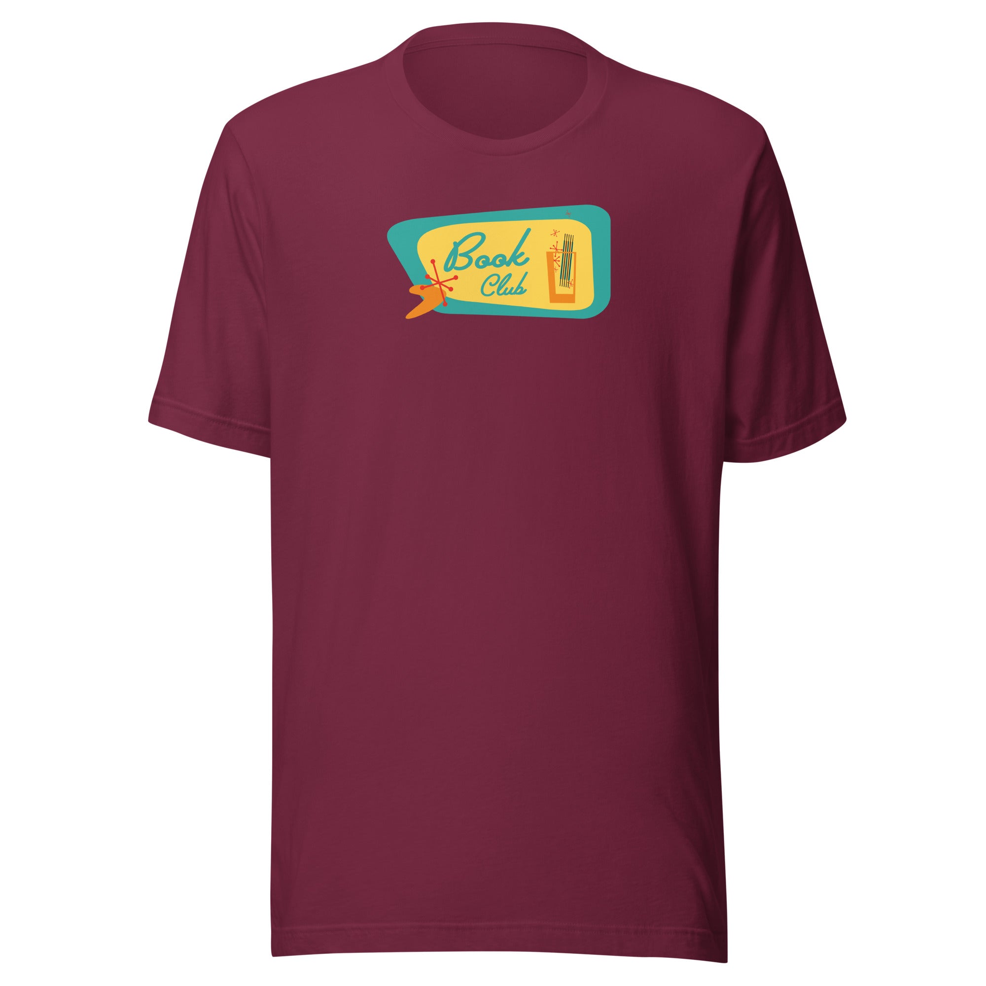 Book Club Mid-Century Modern with drink - Unisex Staple T-Shirt | Bella + Canvas 3001