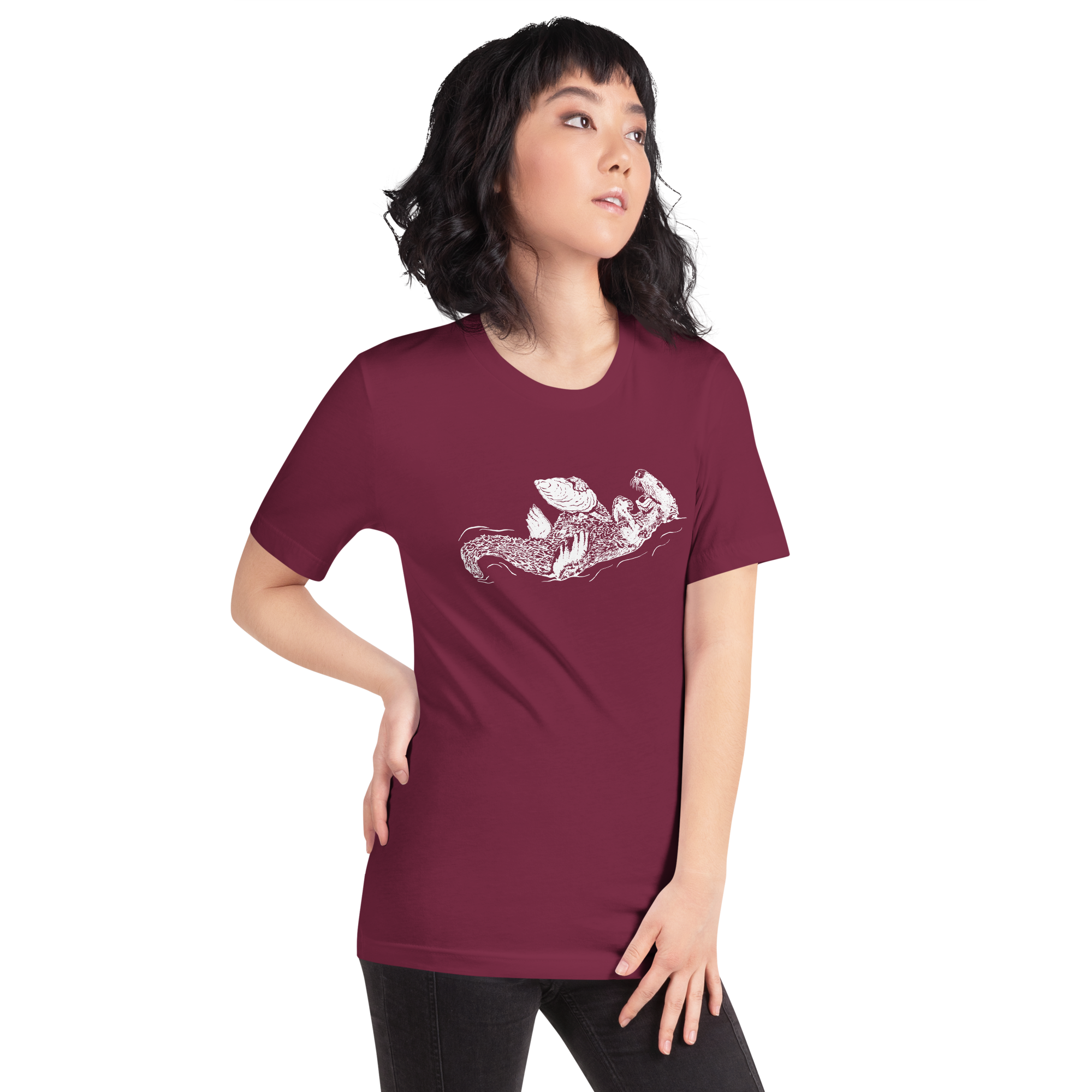 Sea Otter with Oyster - Unisex Staple T-Shirt - Bella + Canvas 3001