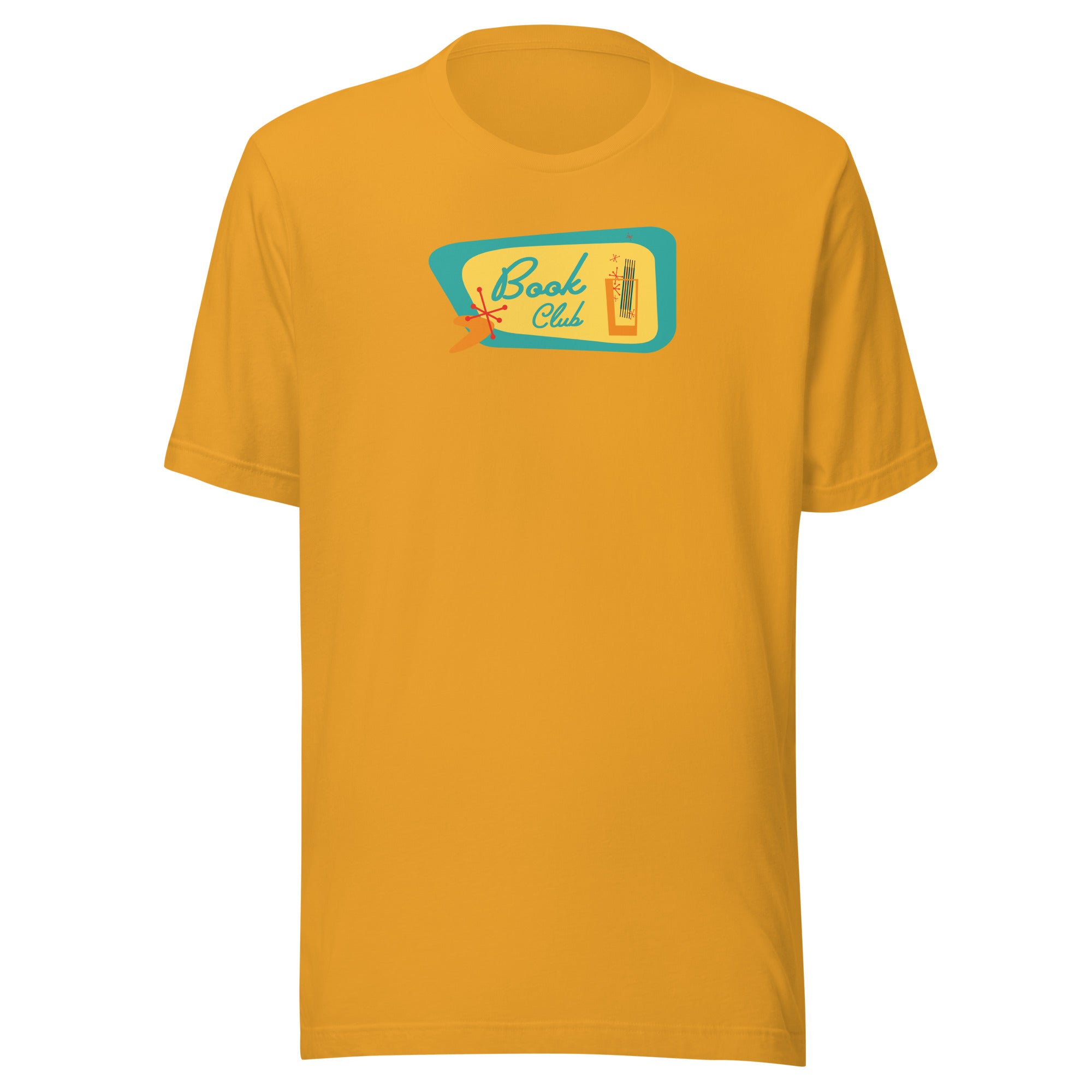 Book Club Mid-Century Modern with drink - Unisex Staple T-Shirt | Bella + Canvas 3001