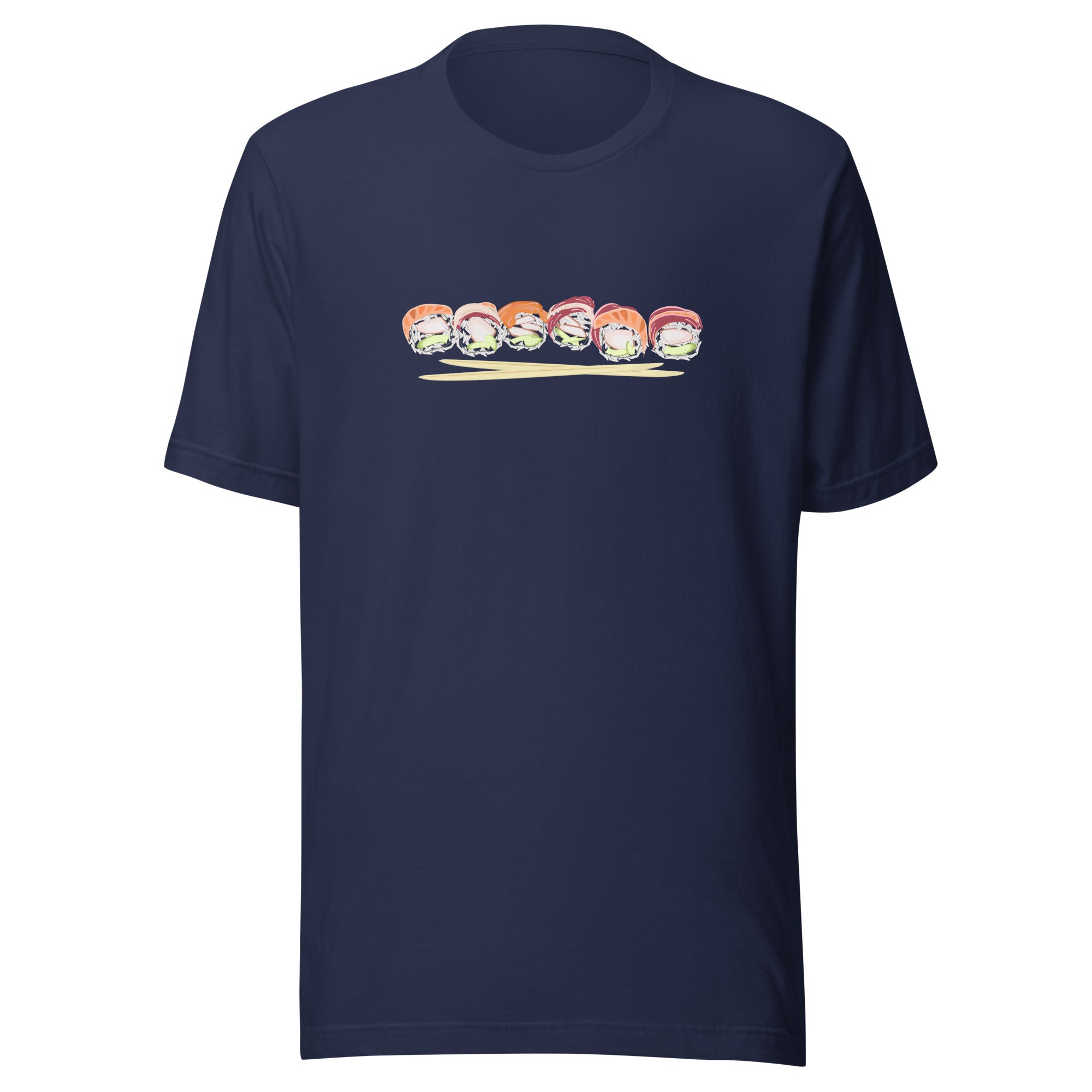 Sushi roll tuna salmon chopsticks - Unisex Staple T-Shirt | Bella + Canvas 3001