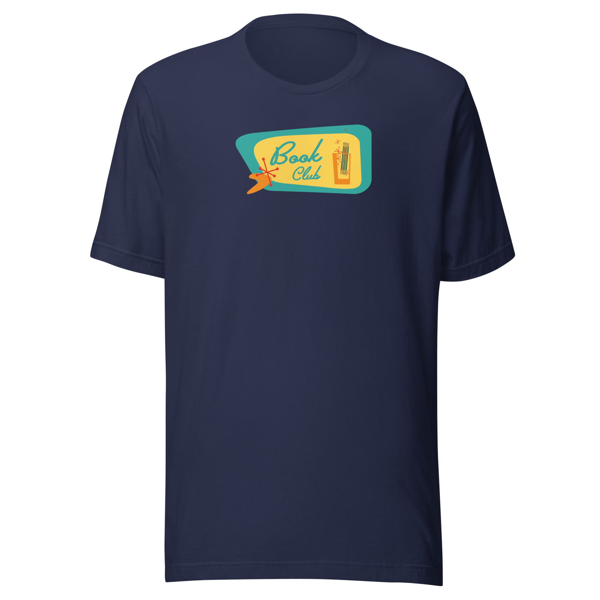 Book Club Mid-Century Modern with drink - Unisex Staple T-Shirt | Bella + Canvas 3001