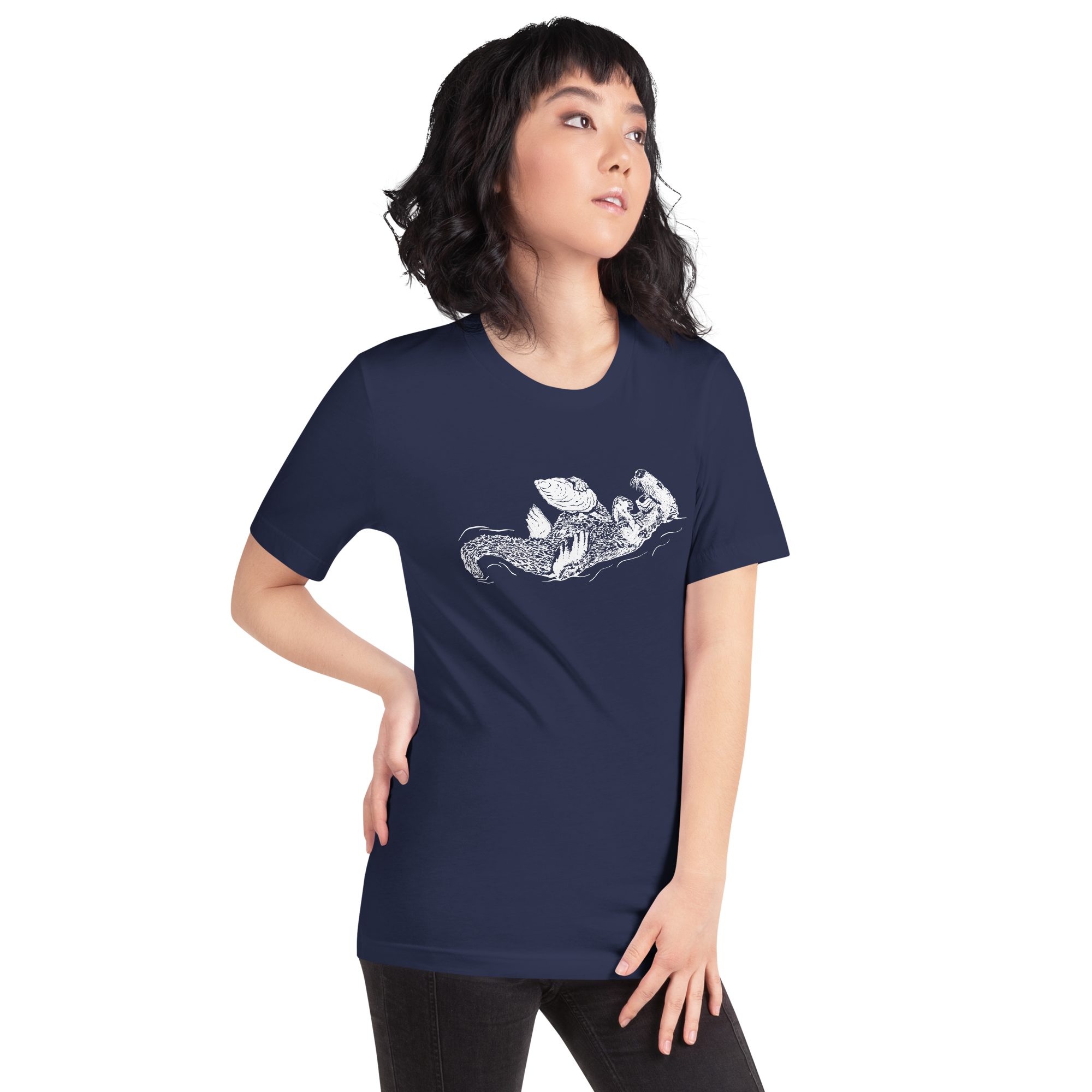 Sea Otter with Oyster - Unisex Staple T-Shirt - Bella + Canvas 3001