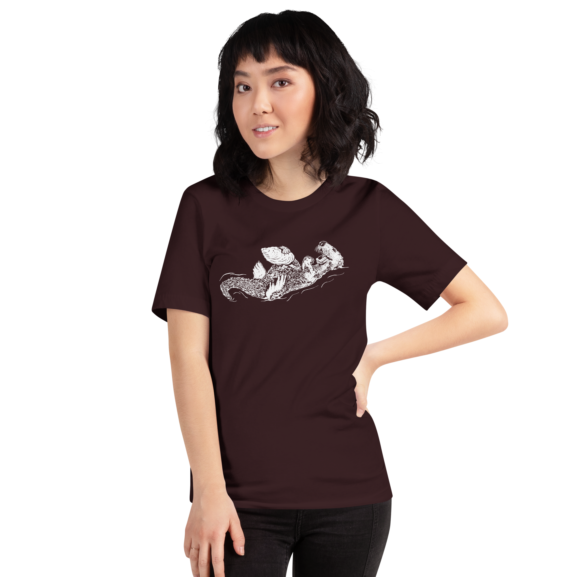 Sea Otter with Oyster - Unisex Staple T-Shirt - Bella + Canvas 3001
