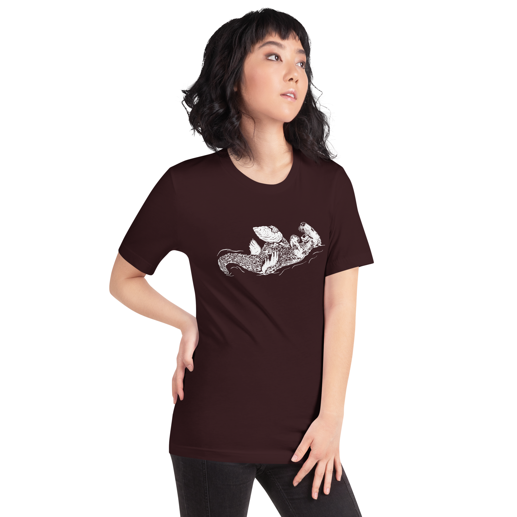 Sea Otter with Oyster - Unisex Staple T-Shirt - Bella + Canvas 3001