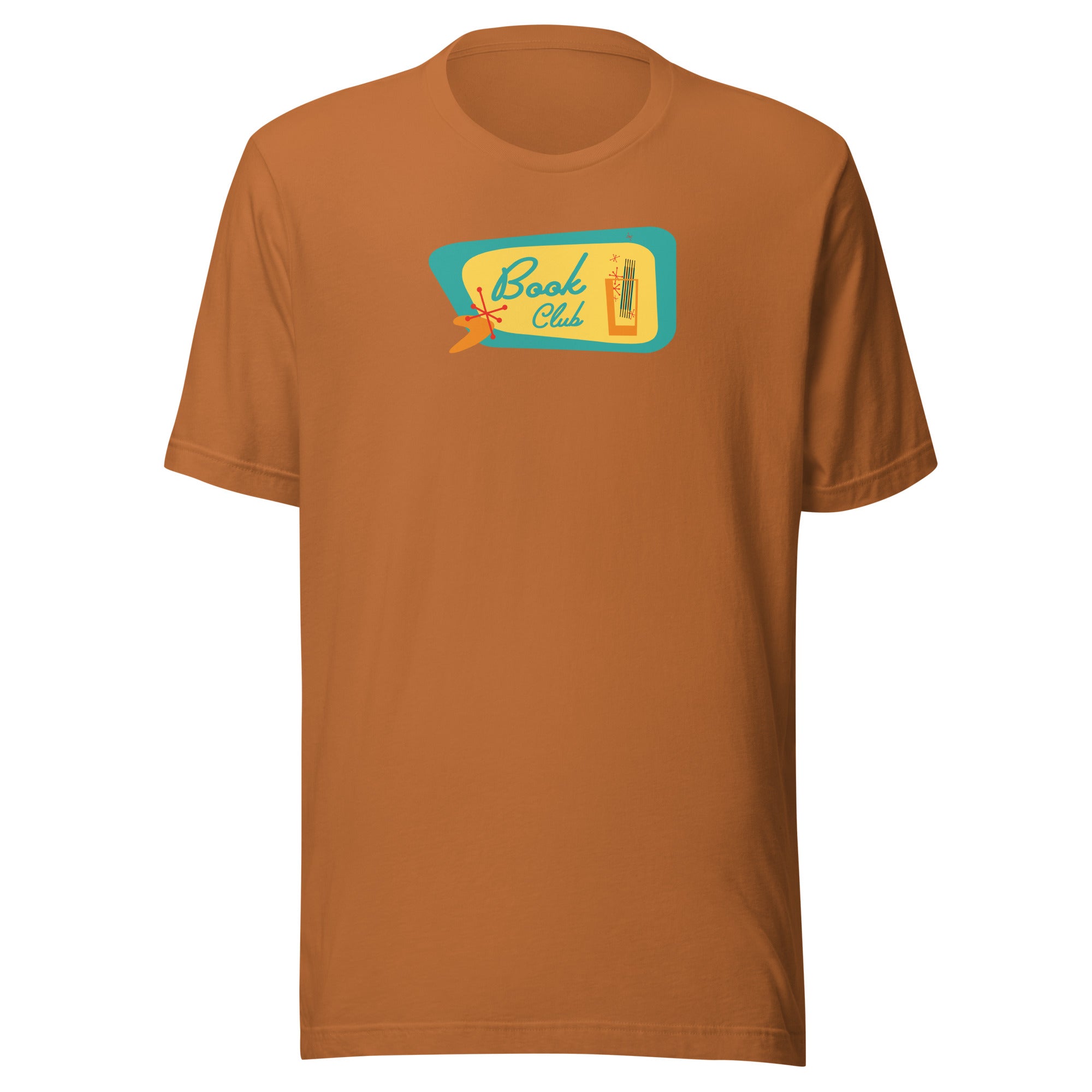 Book Club Mid-Century Modern with drink - Unisex Staple T-Shirt | Bella + Canvas 3001