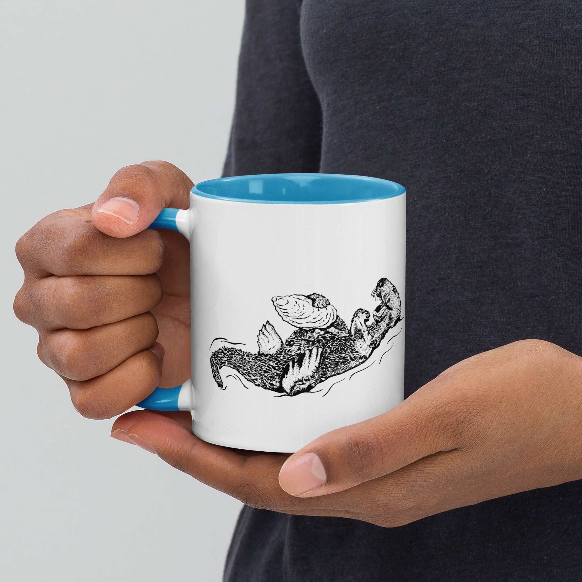 Sea Otter with Oyster - Mug with Color Inside